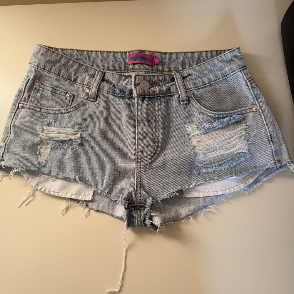 low rise jean shorts